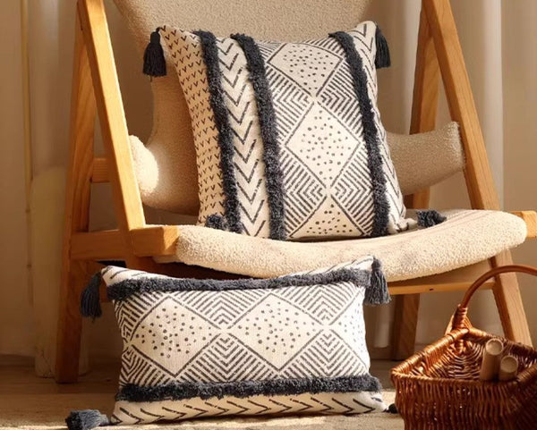 Oriental Square Pillows for Couch, Decorative Throw Pillows for Dining Room, Decorative Sofa Pillow Covers, Bohemian Geometric Modern Pillows-LargePaintingArt.com