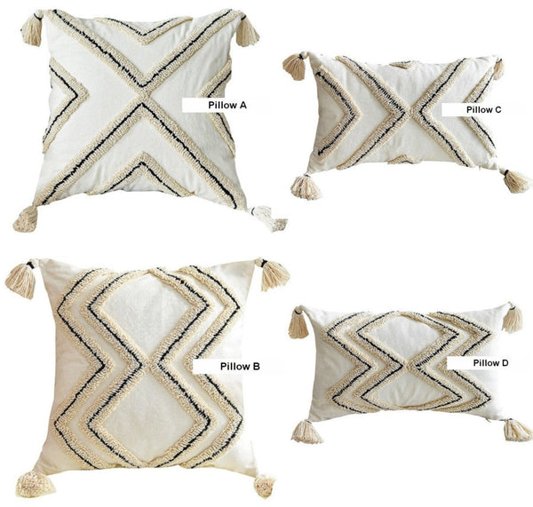 Beige Decorative Throw Pillows, Geometric Square Modern Throw Pillows for Couch, Contemporary Throw Pillow for Interior Design-LargePaintingArt.com