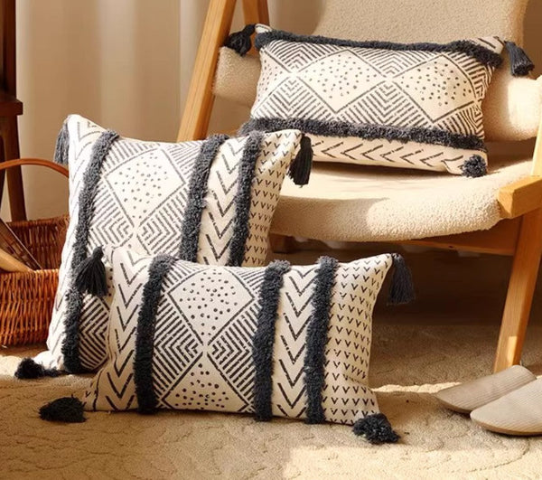 Oriental Square Pillows for Couch, Decorative Throw Pillows for Dining Room, Decorative Sofa Pillow Covers, Bohemian Geometric Modern Pillows-LargePaintingArt.com