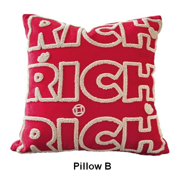 Modern Decorative Pillows for Interior Design, Contemporary Modern Sofa Pillow Covers, Red Square Modern Throw Pillows for Couch-LargePaintingArt.com