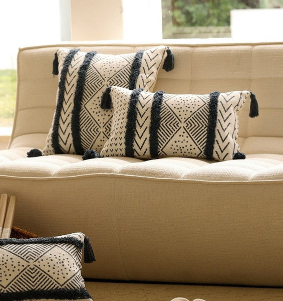 Oriental Square Pillows for Couch, Decorative Throw Pillows for Dining Room, Decorative Sofa Pillow Covers, Bohemian Geometric Modern Pillows-LargePaintingArt.com