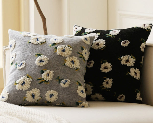 Contemporary Modern Sofa Pillows, Square Modern Throw Pillows for Couch, Flower Decorative Pillow Covers, Decorative Pillows for Bedroom-LargePaintingArt.com