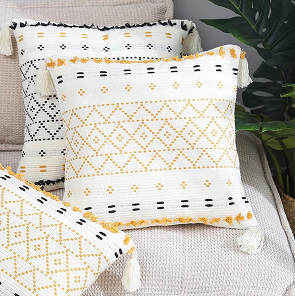 Oriental Decorative Throw Pillows for Bedroom, Square Pillows for Couch, Contemporary Modern Pillow Covers, Bohemian Decorative Sofa Pillows-LargePaintingArt.com