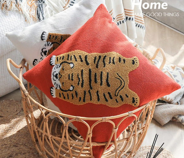 Lovely Tiger Decorative Pillows for Children's Room, Contemporary Modern Sofa Pillow Covers, Square Modern Throw Pillows for Couch, Decorative Pillows for Bedroom-LargePaintingArt.com