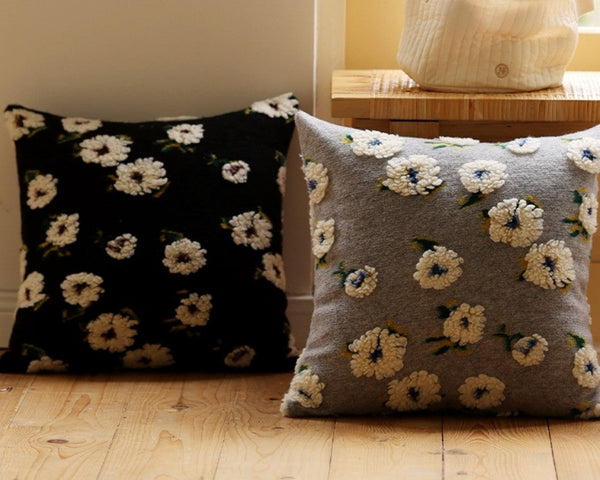 Contemporary Modern Sofa Pillows, Square Modern Throw Pillows for Couch, Flower Decorative Pillow Covers, Decorative Pillows for Bedroom-LargePaintingArt.com