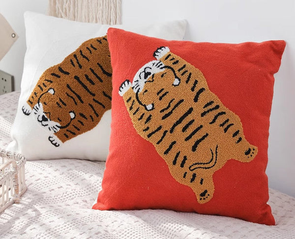 Lovely Tiger Decorative Pillows for Children's Room, Contemporary Modern Sofa Pillow Covers, Square Modern Throw Pillows for Couch, Decorative Pillows for Bedroom-LargePaintingArt.com