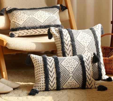Oriental Square Pillows for Couch, Decorative Throw Pillows for Dining Room, Decorative Sofa Pillow Covers, Bohemian Geometric Modern Pillows-LargePaintingArt.com