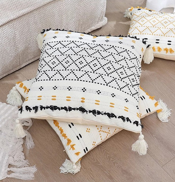 Oriental Decorative Throw Pillows for Bedroom, Square Pillows for Couch, Contemporary Modern Pillow Covers, Bohemian Decorative Sofa Pillows-LargePaintingArt.com