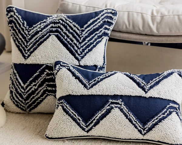 Modern Decorative Pillows for Bedroom, Decorative Pillow Covers, Blue Square Modern Decorative Pillows for Couch, Contemporary Modern Sofa Pillows-LargePaintingArt.com