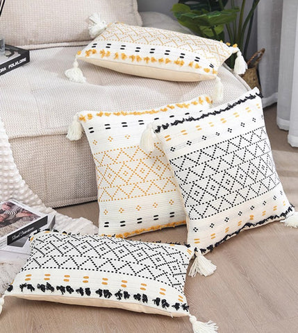 Oriental Decorative Throw Pillows for Bedroom, Square Pillows for Couch, Contemporary Modern Pillow Covers, Bohemian Decorative Sofa Pillows-LargePaintingArt.com