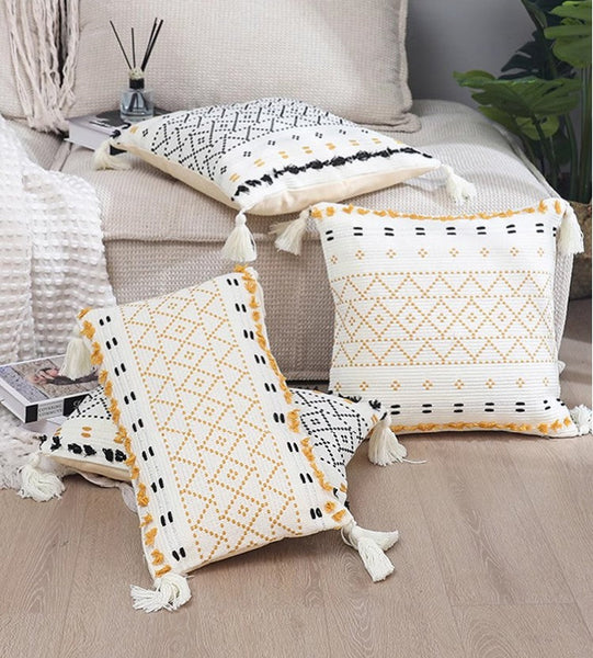 Oriental Decorative Throw Pillows for Bedroom, Square Pillows for Couch, Contemporary Modern Pillow Covers, Bohemian Decorative Sofa Pillows-LargePaintingArt.com