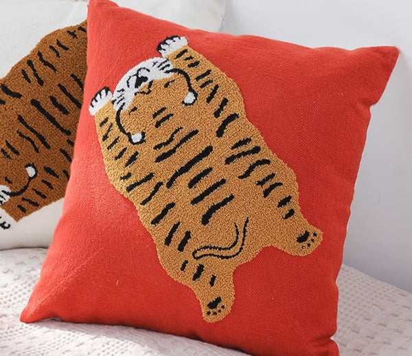 Lovely Tiger Decorative Pillows for Children's Room, Contemporary Modern Sofa Pillow Covers, Square Modern Throw Pillows for Couch, Decorative Pillows for Bedroom-LargePaintingArt.com