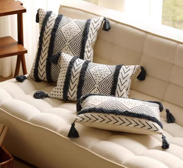 Oriental Square Pillows for Couch, Decorative Throw Pillows for Dining Room, Decorative Sofa Pillow Covers, Bohemian Geometric Modern Pillows-LargePaintingArt.com