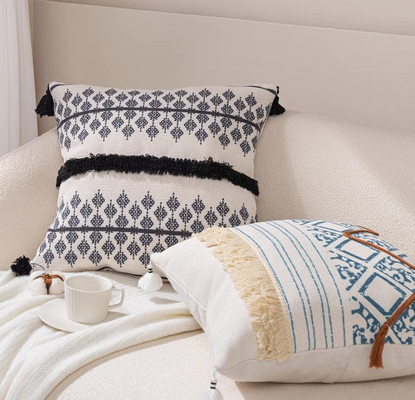 Decorative Square Pillow Covers, Bohemian Decorative Sofa Pillows for Bedroom, Geometric Pattern Decorative Pillow for Couch-LargePaintingArt.com