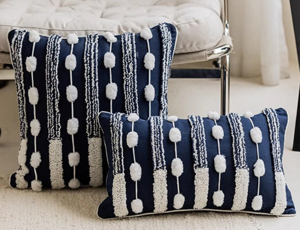 Blue Square Modern Decorative Pillows for Couch, Contemporary Modern Sofa Pillows, Modern Decorative Pillows for Bedroom, Decorative Pillow Covers-LargePaintingArt.com