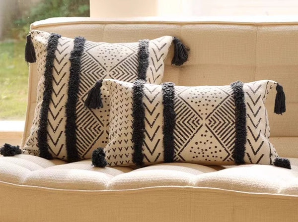 Oriental Square Pillows for Couch, Decorative Throw Pillows for Dining Room, Decorative Sofa Pillow Covers, Bohemian Geometric Modern Pillows-LargePaintingArt.com