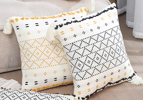 Square Pillows for Couch, Contemporary Modern Pillow Covers, Oriental Decorative Throw Pillows for Bedroom, Bohemian Decorative Sofa Pillows-LargePaintingArt.com