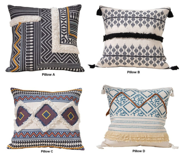 Decorative Square Pillow Covers, Bohemian Decorative Sofa Pillows for Bedroom, Geometric Pattern Decorative Pillow for Couch-LargePaintingArt.com