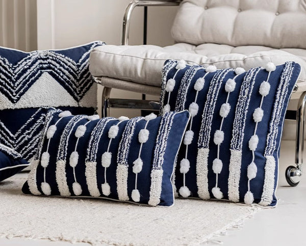 Modern Decorative Pillows for Bedroom, Decorative Pillow Covers, Blue Square Modern Decorative Pillows for Couch, Contemporary Modern Sofa Pillows-LargePaintingArt.com