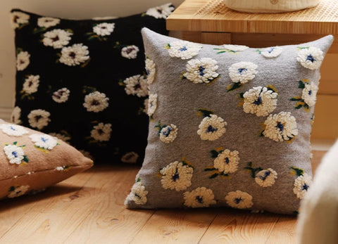 Contemporary Modern Sofa Pillows, Square Modern Throw Pillows for Couch, Flower Decorative Pillow Covers, Decorative Pillows for Bedroom-LargePaintingArt.com