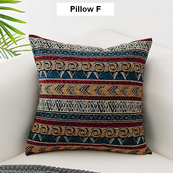 Unique Bohemian Decorative Sofa Pillows, Extra Large Geometric Pattern Chenille Throw Pillows, Oriental Throw Pillow for Couch-LargePaintingArt.com