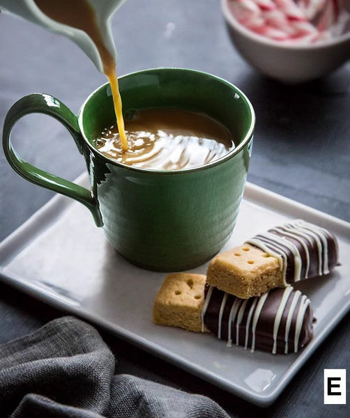 Modern Handmade Pottery Coffee Cup, Creative Brown Green Blue Ceramic Coffee Mugs, Large Unique Tea Cup, Large Capacity Coffee Cups-LargePaintingArt.com