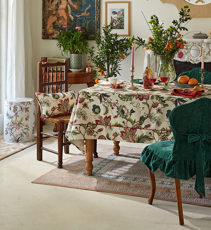 Spring Flower Table Cover for Kitchen, Large Modern Rectangular Tablecloth Ideas for Dining Room Table, Rustic Garden Floral Tablecloth for Round Table-LargePaintingArt.com