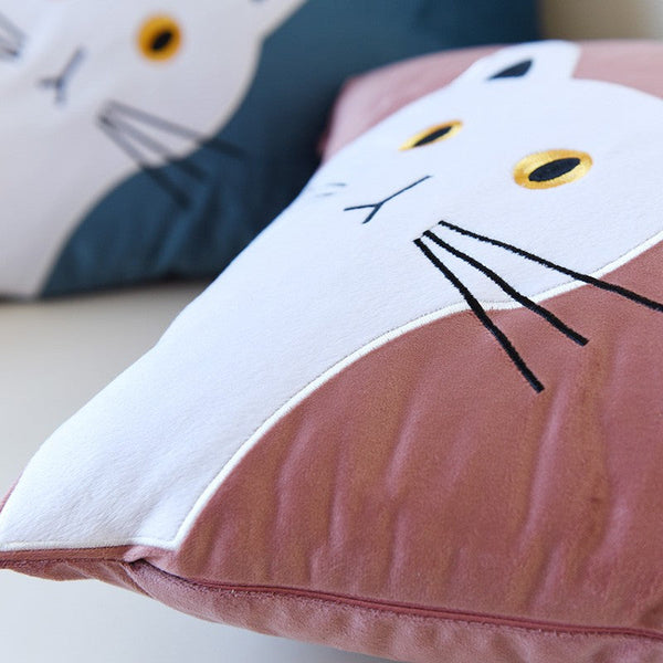Modern Sofa Decorative Pillows, Lovely Cat Pillow Covers for Kid's Room, Cat Decorative Throw Pillows for Couch, Modern Decorative Throw Pillows-LargePaintingArt.com