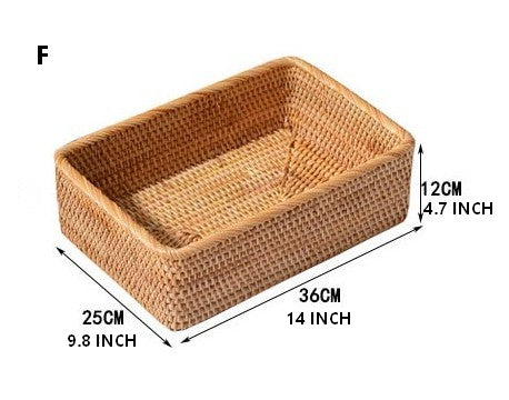 Rectangular Storage Basket for Living Room, Small Kitchen Storage Baskets, Woven Storage Baskets, Rattan Storage Baskets for Shelves-LargePaintingArt.com
