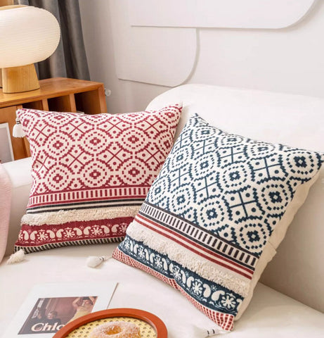 Modern Square Pillows for Couch, Contemporary Pillow Covers, Oriental Decorative Throw Pillows for Bedroom, Bohemian Decorative Sofa Pillows-LargePaintingArt.com
