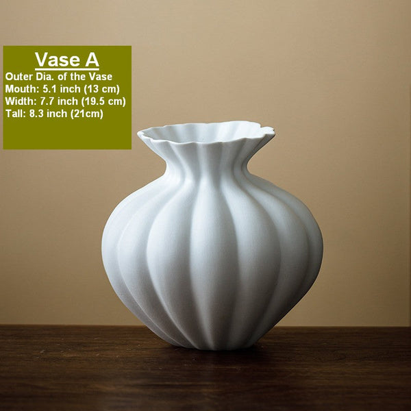 Handmade Water Holding Flower Vases, Modern Black Flower Vase Centerpiece on Table, Porcelain Flower Vases, Ceramic Bouquet Vases-LargePaintingArt.com