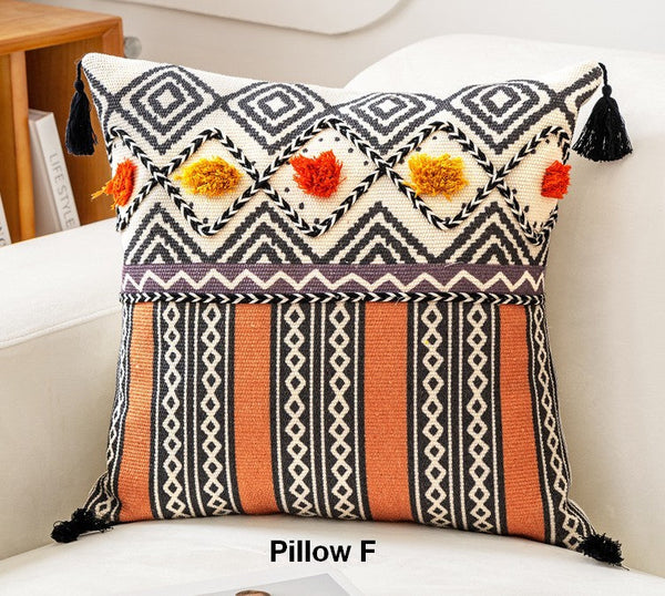 Geometric Modern Pillows, Decorative Throw Pillows for Living Room, Bohemian Decorative Sofa Pillows, Oriental Square Pillows for Couch
