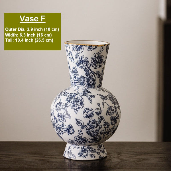 Porcelain Flower Vases, Modern Ceramic Bouquet Vases, Centerpiece on Dining Table, Flower Vase on Table, Handmade Water Holding Flower Vases-LargePaintingArt.com
