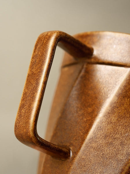 Large Modern Handmade Pottery Coffee Cup, Creative Brown Green Blue Black Ceramic Coffee Mugs, Large Unique Tea Cup, Large Capacity Coffee Mug with Cover-LargePaintingArt.com