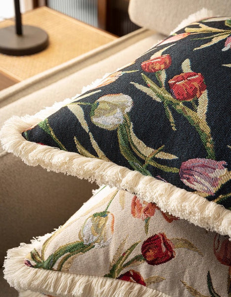 Tulip Flower Pillow Covers, Large Flower Decorative Pillows for Bedroom, Decorative Sofa Pillows for Couch, Farmhouse Decorative Pillows-LargePaintingArt.com