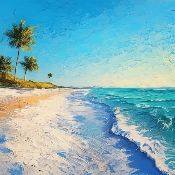 Heavy Texture Canvas Art, Small Palette Knife Oil Paintings, Original Small Landscape Paintings, Florida Seashore Beach Palm Tree Painting, Easy Landscape Painting Ideas, Simple Small Canvas Paintings-LargePaintingArt.com