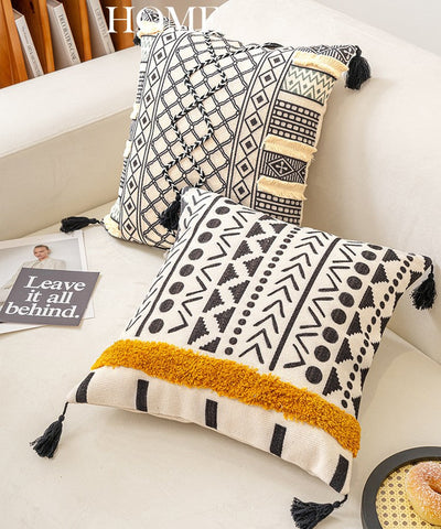 Unique Oriental Square Pillows for Bedroom, Geometric Modern Pillow Covers, Bohemian Decorative Sofa Pillows, Decorative Throw Pillows for Couch-LargePaintingArt.com