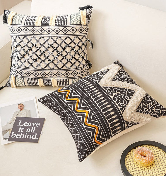 Decorative Throw Pillows for Couch, Geometric Modern Pillow Covers, Oriental Square Pillows for Bedroom, Bohemian Decorative Sofa Pillows-LargePaintingArt.com