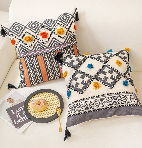 Decorative Throw Pillows for Couch, Geometric Modern Pillow Covers, Oriental Square Pillows for Bedroom, Bohemian Decorative Sofa Pillows-LargePaintingArt.com