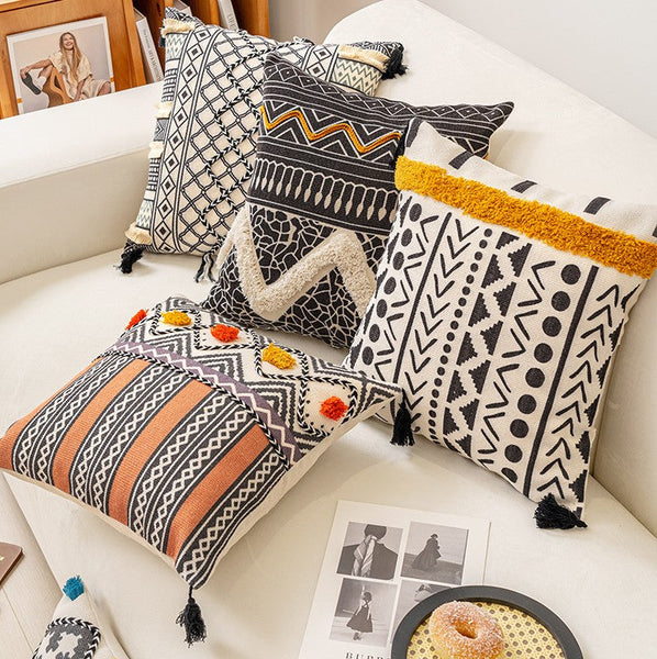 Decorative Throw Pillows for Couch, Geometric Modern Pillow Covers, Oriental Square Pillows for Bedroom, Bohemian Decorative Sofa Pillows-LargePaintingArt.com