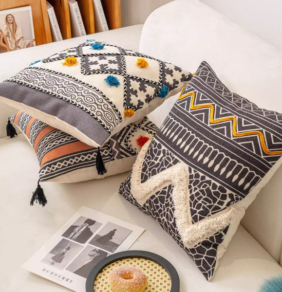 Decorative Throw Pillows for Couch, Geometric Modern Pillow Covers, Oriental Square Pillows for Bedroom, Bohemian Decorative Sofa Pillows-LargePaintingArt.com