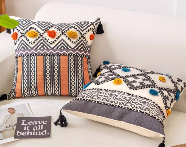 Decorative Throw Pillows for Couch, Geometric Modern Pillow Covers, Oriental Square Pillows for Bedroom, Bohemian Decorative Sofa Pillows-LargePaintingArt.com