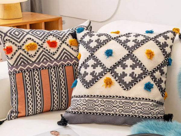 Decorative Throw Pillows for Couch, Geometric Modern Pillow Covers, Oriental Square Pillows for Bedroom, Bohemian Decorative Sofa Pillows-LargePaintingArt.com