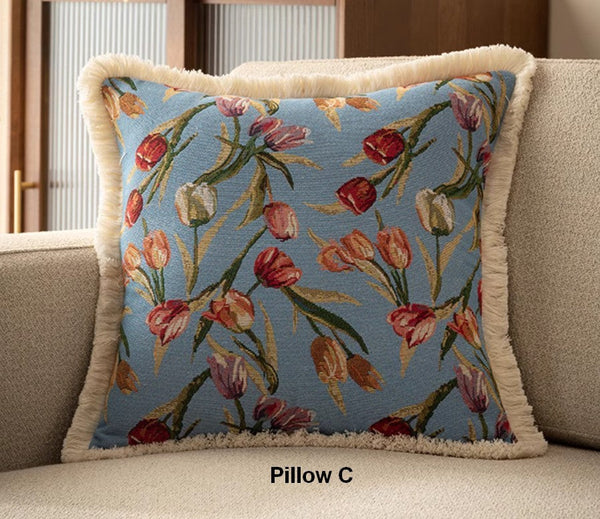 Tulip Flower Pillow Covers, Large Flower Decorative Pillows for Bedroom, Decorative Sofa Pillows for Couch, Farmhouse Decorative Pillows-LargePaintingArt.com