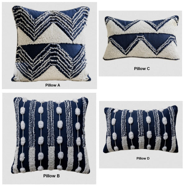 Modern Decorative Pillows for Bedroom, Decorative Pillow Covers, Blue Square Modern Decorative Pillows for Couch, Contemporary Modern Sofa Pillows-LargePaintingArt.com