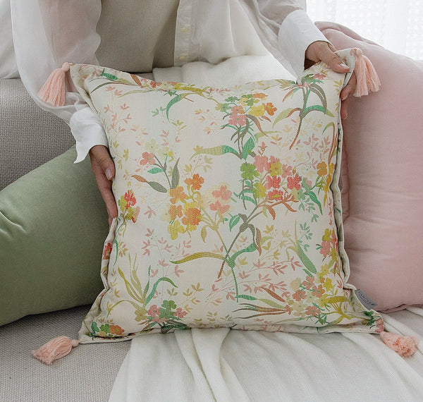 Decorative Pillows for Bed, Living Room Decorative Pillows, Modern Decorative Cushions, Decorative Pillow Arrangement Ideas for Interior Design, Embroidered Floral Bird Pattern Pillow Covers-LargePaintingArt.com
