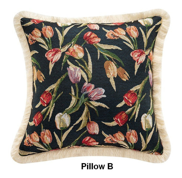 Decorative Sofa Pillows for Couch, Tulip Flower Pillow Covers, Large Flower Decorative Pillows for Bedroom, Farmhouse Decorative Pillows-LargePaintingArt.com