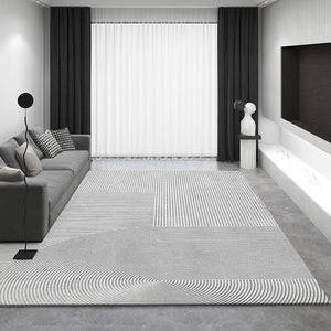 Bedroom Modern Rugs, Extra Large Modern Rugs for Living Room, Dining Room Geometric Modern Rugs, Gray Contemporary Modern Rugs for Office-LargePaintingArt.com