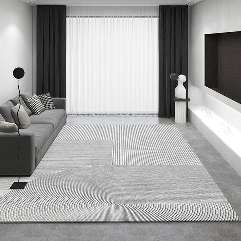Bedroom Modern Rugs, Extra Large Modern Rugs for Living Room, Dining Room Geometric Modern Rugs, Gray Contemporary Modern Rugs for Office-LargePaintingArt.com