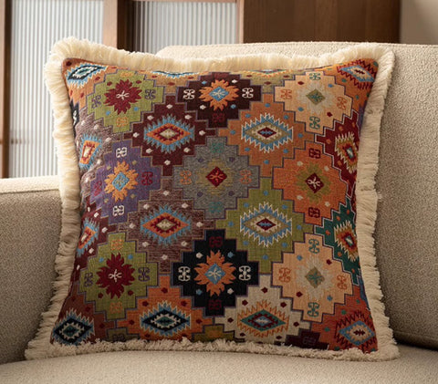 Bohemian Decorative Sofa Pillows for Living Room, Flower Decorative Pillows for Bedroom, Extra Large Modern Geometric Pillows-LargePaintingArt.com